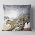 thumbnail image 2 of Designart Leopard on Tree under Cloudy Sky - African Wall Throw Pillow - 16x16, 2 of 5