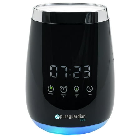 Pure Guardian Ultrasonic Aromatherapy Essential Oil Diffuser with Alarm Clock, Black, SPA260CA