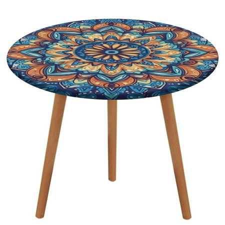 

Bohemian Mandala (70) Pattern Round Tablecloth Waterproof Elastic Table Clothes for Dining Table Cute Desk Decor Protector Cover