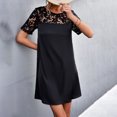 thumbnail image 5 of Babysbule Skirt for Women Plus Size Fashion Women Casual Solid Color Round Neck Lace Stitching Short Sleeve Dress Skirt, 5 of 7