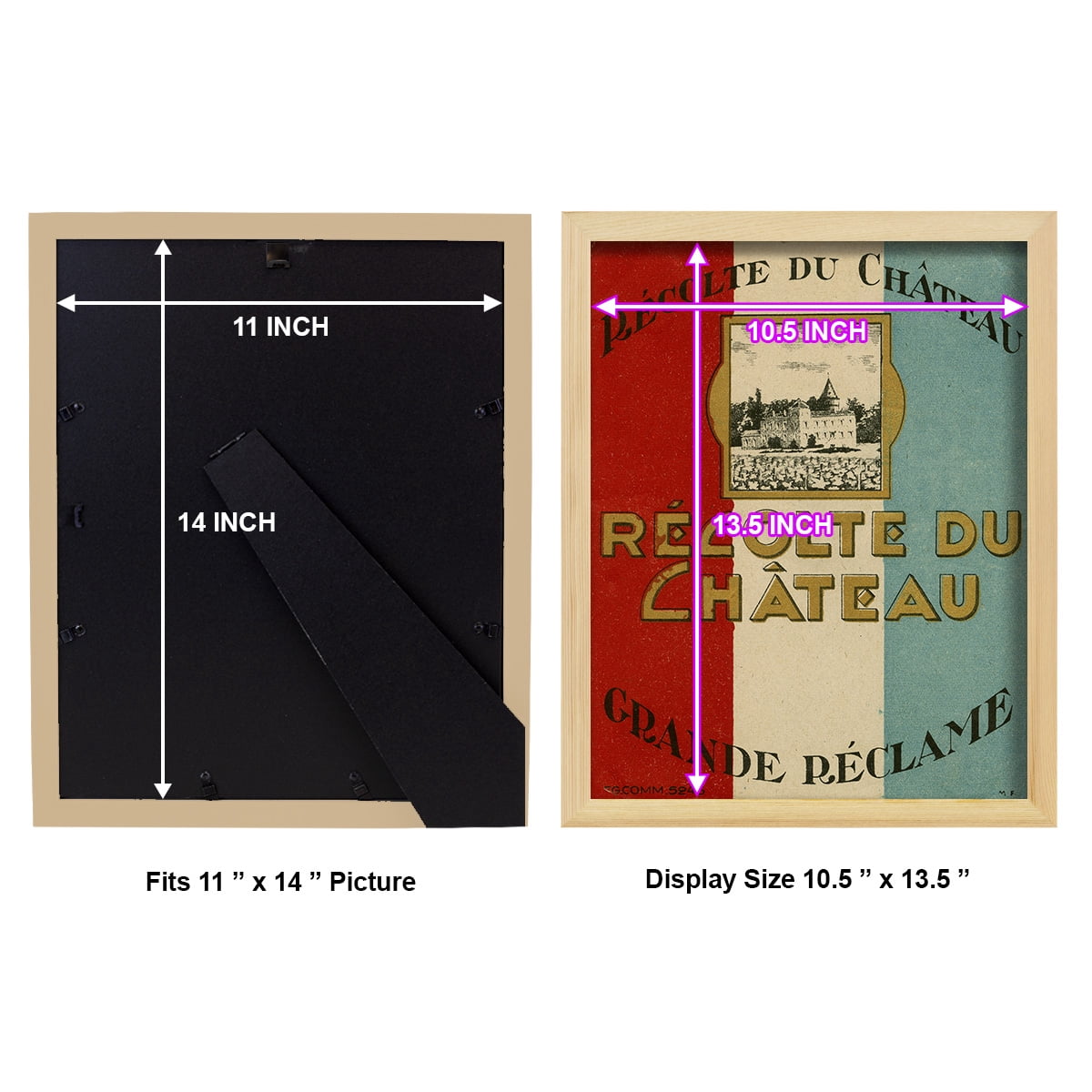 Recolte Du Chateau -Framed Print w/glass-Natural Wood