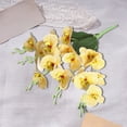 thumbnail image 4 of Tallo artificial de flor de orquídea con 5 tenedores y mariposas, Phalaenopsis de seda de rayas amarillas, ramo de flores falsas para decoración del hogar, centro de mesa para salón, bodas y fiestas, 4 of 6