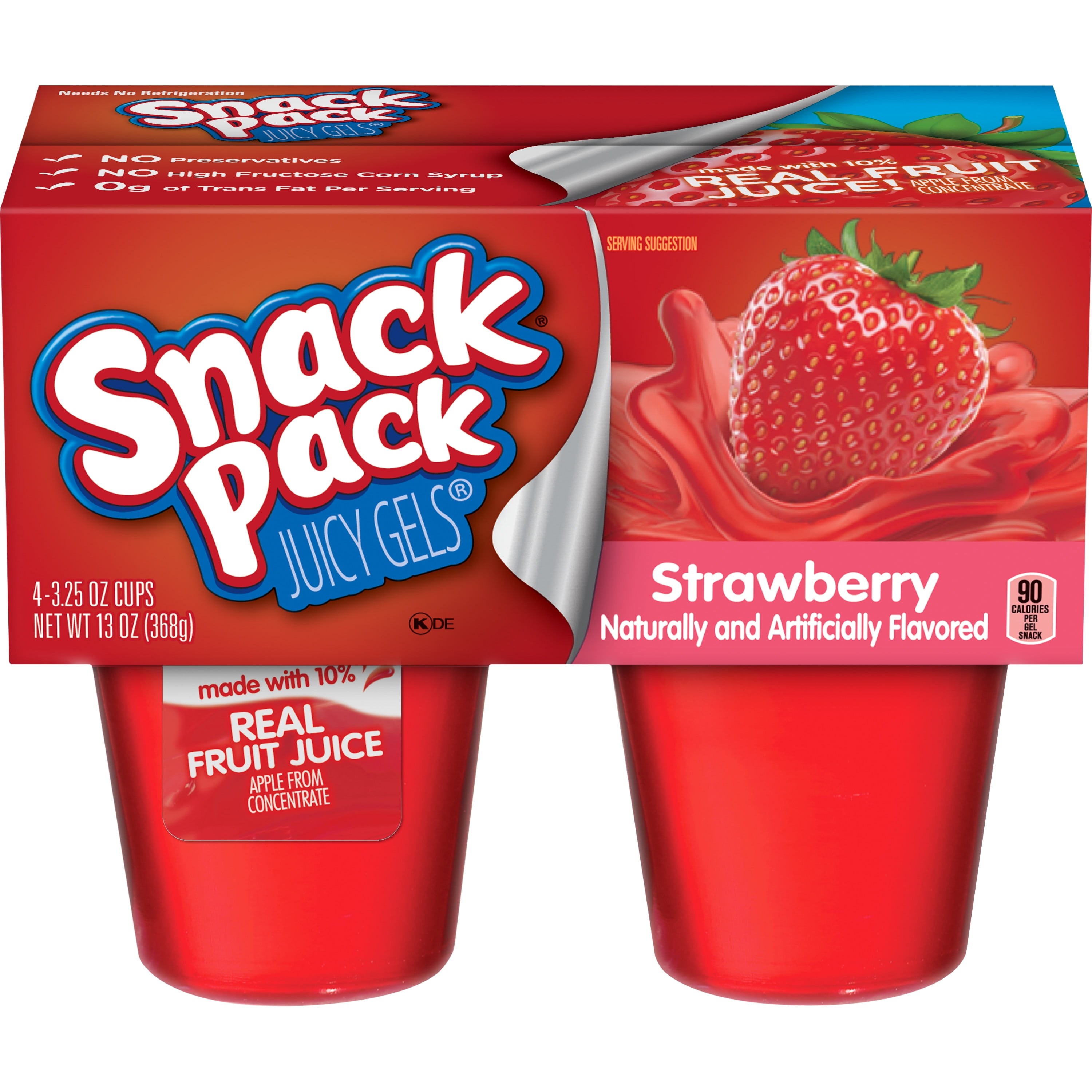 Snack Pack Strawberry Juicy Gels 13 Oz. 4 Count