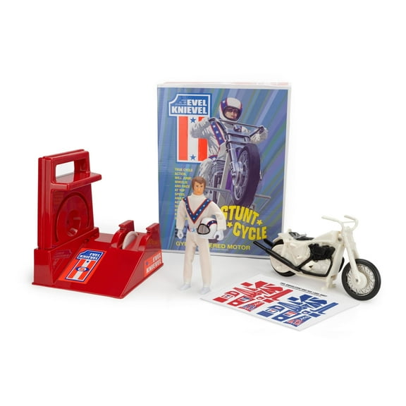 Z Wind Ups Evel Knievel Stunt Cycle Original, 2 sticker sets, Energizer, action figure and helmet