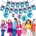thumbnail image 2 of Stitch Party Supplies Happy Birthday Decorations Set Include Banner, Balloons, Stickers, Hanging Swirls, Cake Cupcake Toppers, Tablecloth for Boys Girls Cartoon Theme Party, 2 of 4