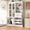 White, variant on Harper & Bright Designs Farmhouse Kitchen Pantry Cabinet with Hutch, Tall Kitchen Storage Cabinet with Glass Door and Drawer, Freestanding Hutch with Shelves and Pull-out Trays, 75", White