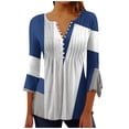 thumbnail image 1 of Blusas de Algodón para las Mujeres Impresas 3/4 Mangas V-Cuello Camiseta, Blusa de Algodón de Imitación Casual para las Mujeres, 1 of 5