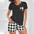 thumbnail image 2 of Besolor Women Pajama Sets 2 Piece Lounge Outfits Casual V Neck Short Sleeve Tops and Shorts Summer Sleepwear Pjs, 2 of 6