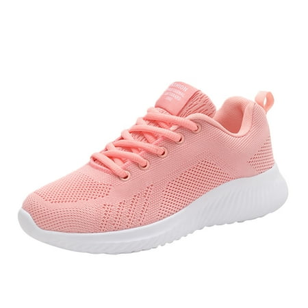 

TOYFUNNY Womens Breathable Sneakers Lace Up Non-Slip Ultra Light Soft Sole Sneakers Flyknit Mesh Sneakers