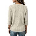 thumbnail image 7 of Noric Women's 3/4 Length Sleeve Tops Crew Neck Ribbed Knit Pullover Casual Loose Fit Lightweight Blouse, 7 of 7