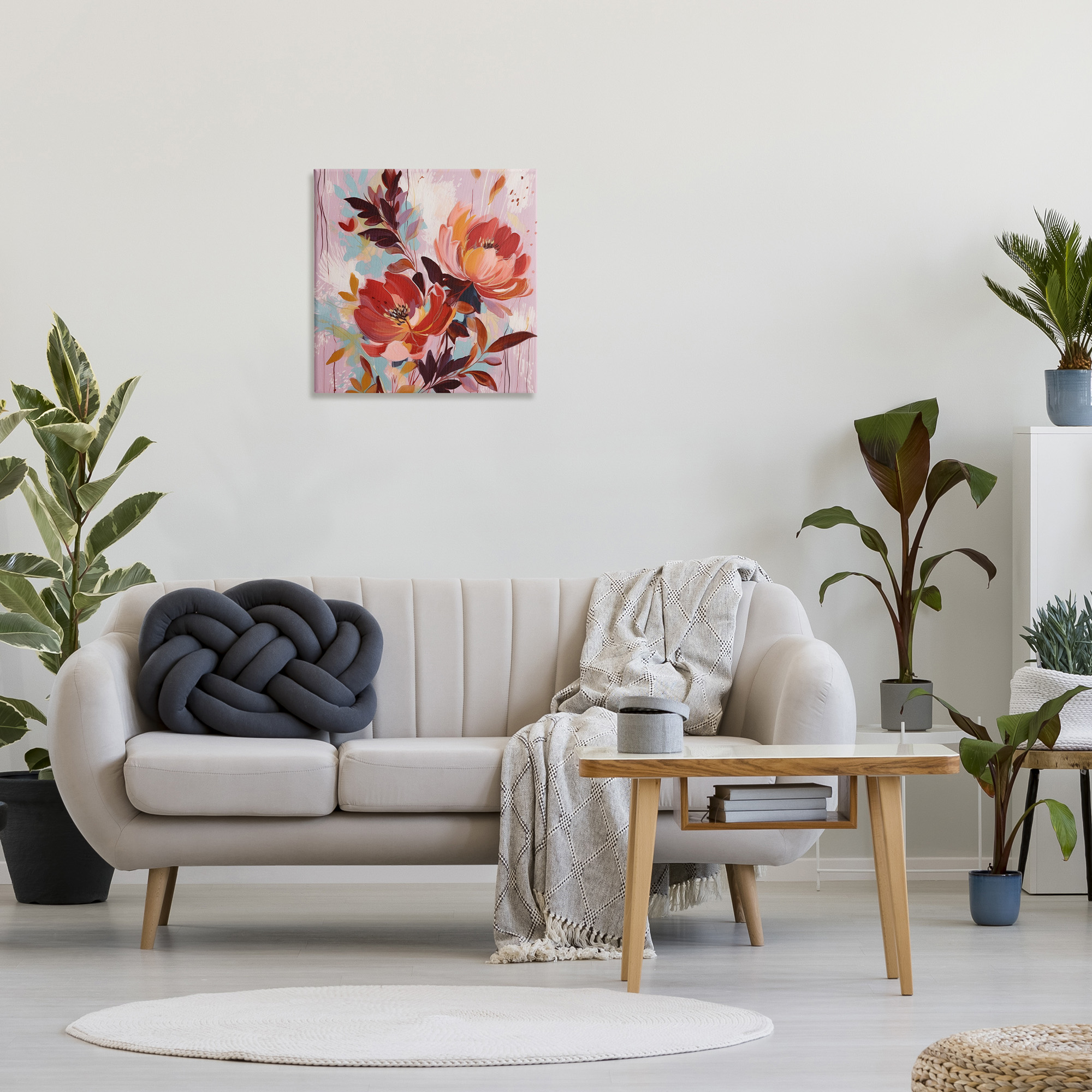 Stupell Industries Blooming Petals Pattern Botanical & Floral Painting Gallery Wrapped Canvas Art Print Wall Art, 24 x 24