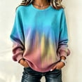thumbnail image 2 of Women Sweatshirt Sevevn Crew Neck Oversized Fit Waffle Knit Gradient Tie Dye Long Sleeve Ribbed Trim Pullover For Daily Street Casual Wear, 2 of 6