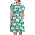 thumbnail image 1 of Balery Lobsters Of Turquoise Waves Vestidos sueltos de manga corta para mujer, vestidos de verano 2025, vestidos casuales de corte A con vuelo., 1 of 6