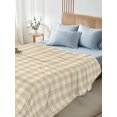 thumbnail image 5 of Full Flat Sheet Only Farm Beige Buffalo Checker Soft Microfiber Cooling Bedding Sheets Rustic Stripe Plaid Gingham Flat Bed Sheet for Hotel,Home Decor, 5 of 9