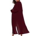 thumbnail image 3 of Women Full Length Thick Maxi Cardigan Duster Long Sleeve Open Front Sweater Tops, 3 of 3