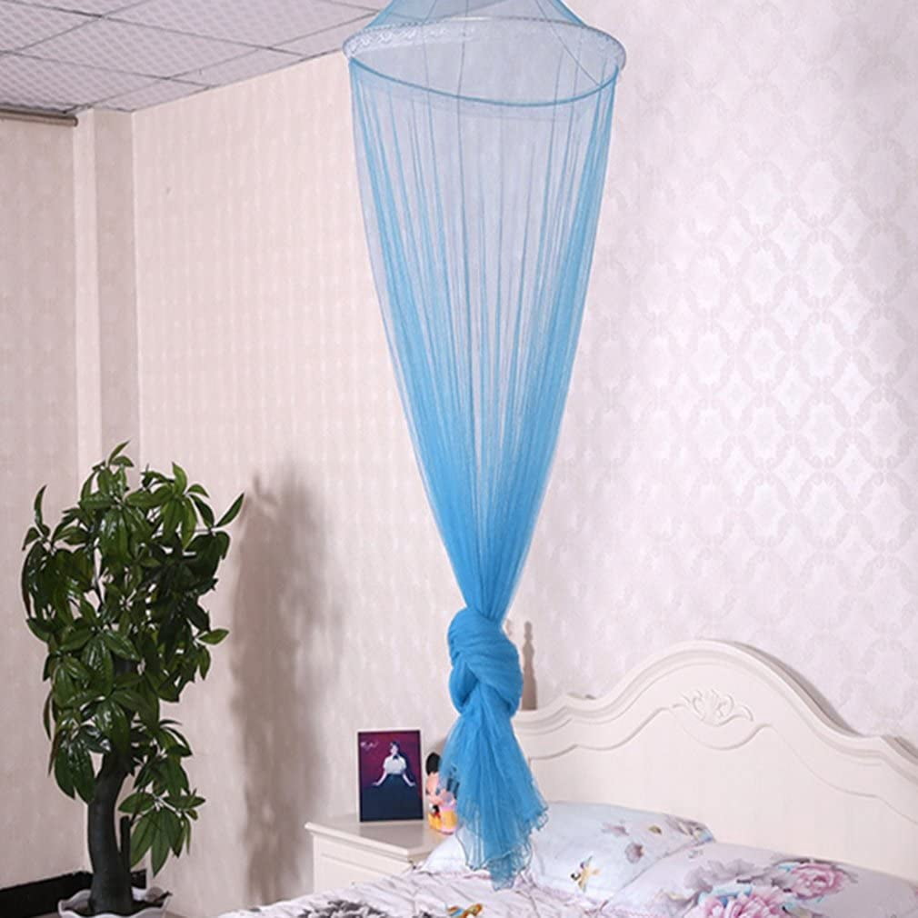 CAILDANL Mosquito Net Round Lace Curtain Dome Bed Canopy Netting for Single to King Size Beds,Camping (Blue)