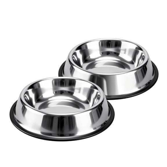CshidWorld 2-Pack Stainless Steel Pet Dog Bowls, Non-Skid Rubber Base Dog Cat Food Water Dish, Dishwasher Safe, 38oz Each, Rust Resistant & BPA Free