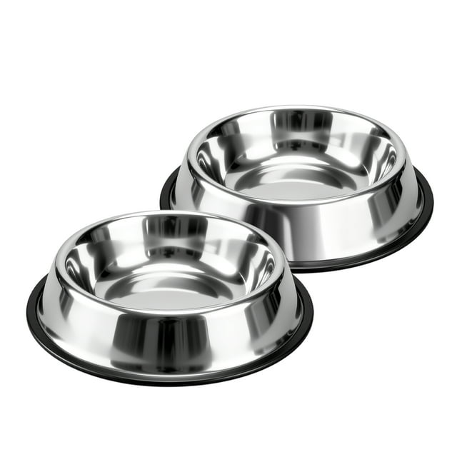 CshidWorld Paquete de 2 Tazones de Acero Inoxidable para Perros, Base de Goma Antideslizante, Plato de Agua para Comida de Perro y Gato, Apto para Lavavajillas, 38oz Pieza, Resistente Al Óxido y Libr