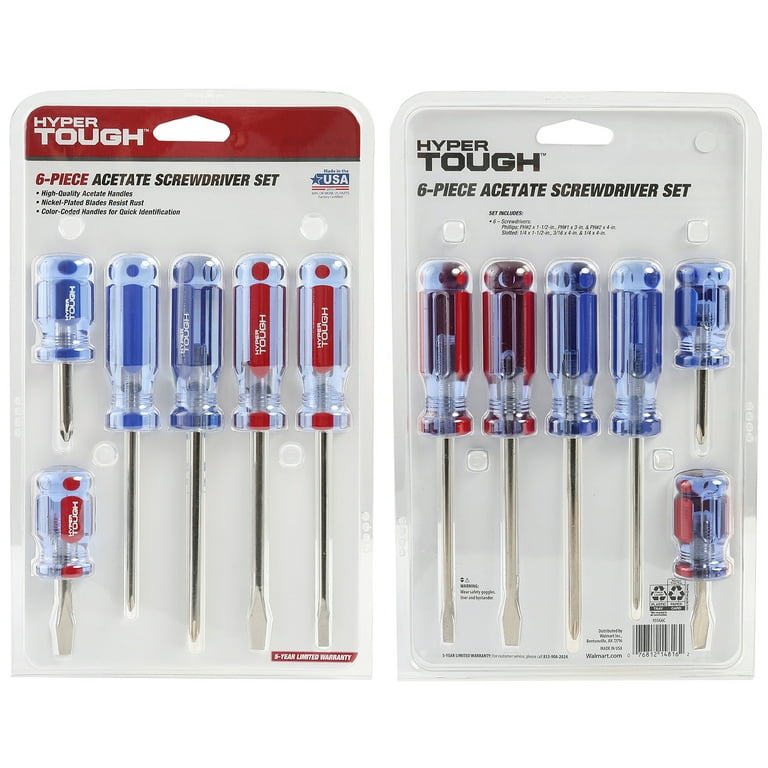 Hyper Tough 6-Piece Phillip and Slotted Screwdriver Set with