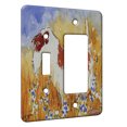 thumbnail image 1 of KuzmarK™ 2 Gang Single Toggle / Single Duplex Rocker Wall Plate - Brown Wire Hair Fox Terrier with Summer Wildflowers Abstract Dog Art by Denise Every, 1 of 1