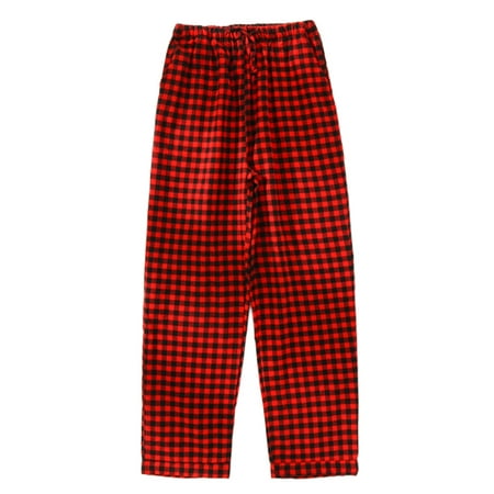 

Lumento Women Sleepwear Elastic Waist Xmas Lounge Pant Plaid Christmas Pajamas Pants Casual Fleece Trousers Straight Leg Pj Bottoms Black Red 2XL