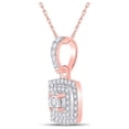thumbnail image 2 of 10kt Rose Gold Womens Round Diamond Square Pendant 1/4 Cttw, 2 of 2