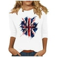 thumbnail image 2 of 4th of July Shirts Womens Red White and Blue Blouses Memorial Day T Shirt for Women 4th of July Top Womens 4th of July Tee Fashionable Women's Pullover Printed Casual Round Neck 3/4 Sleeve Top, 2 of 4