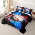 thumbnail image 3 of Erosebridal Splatter Baseball Twin Quilt Set, Red Blue Watercolor Twin Coverlet Set for Boys and Girls, 2pcs, 3 of 7