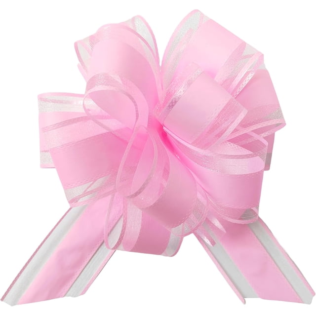 jefyghe 6 PCS Large Pull Bows 6 Inch Light Pink Bows for Gift Wrapping Wedding Basket Decorated Birthday Party Christmas Gift Boxes Flower Decorations