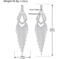 thumbnail image 2 of LAICAIW Silver Rhinestone Crystal Bridal Chandelier Long Tassels Dangle Earrings for Wedding, 2 of 5