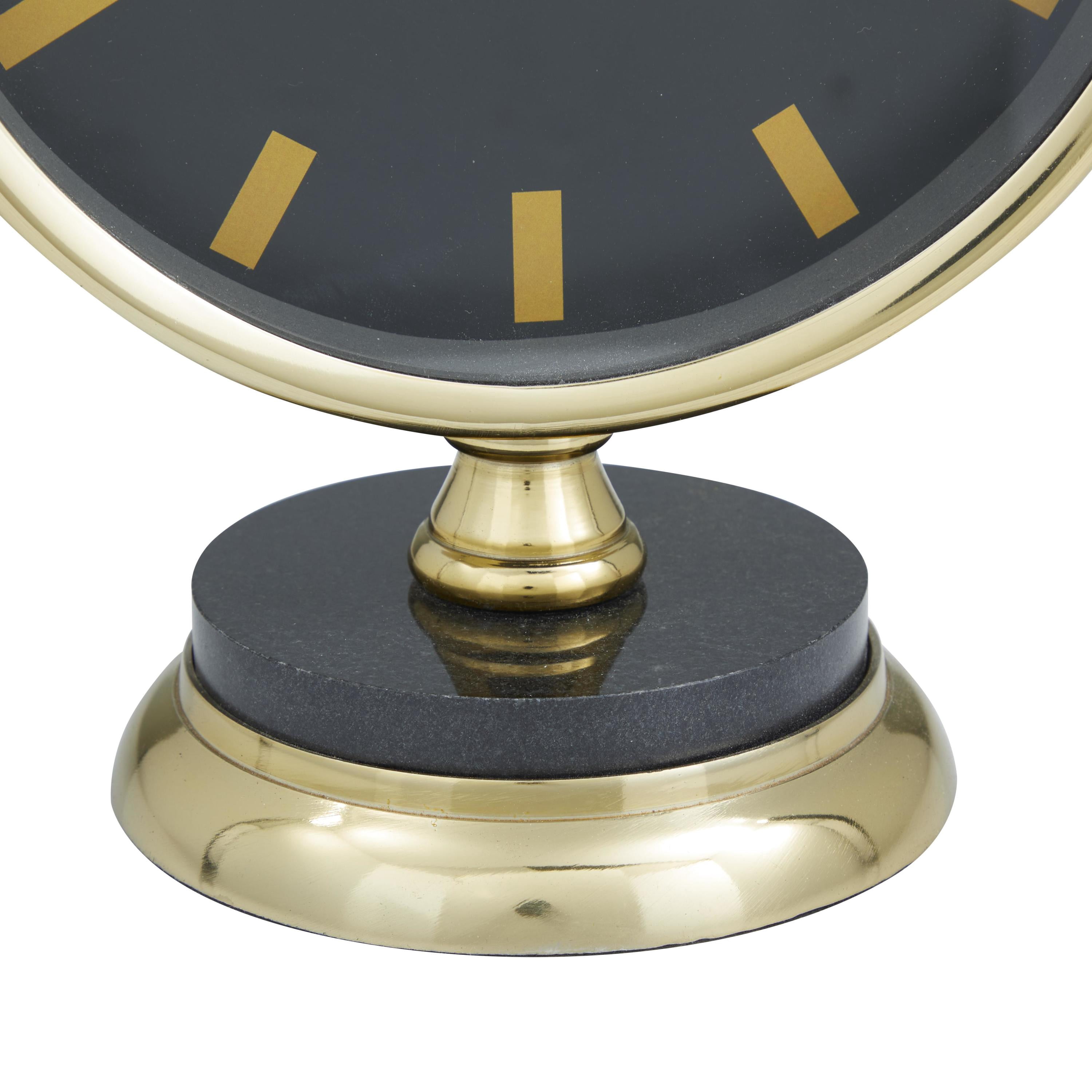 DecMode 11" Gold Stainless Steel Metal Clock with Black Face