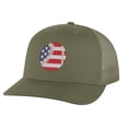 thumbnail image 6 of Baseball Trucker Hat - Embroidered American Flag Baseball - Patriotic Snapback Mesh Cap (RoyalBlue), 6 of 9