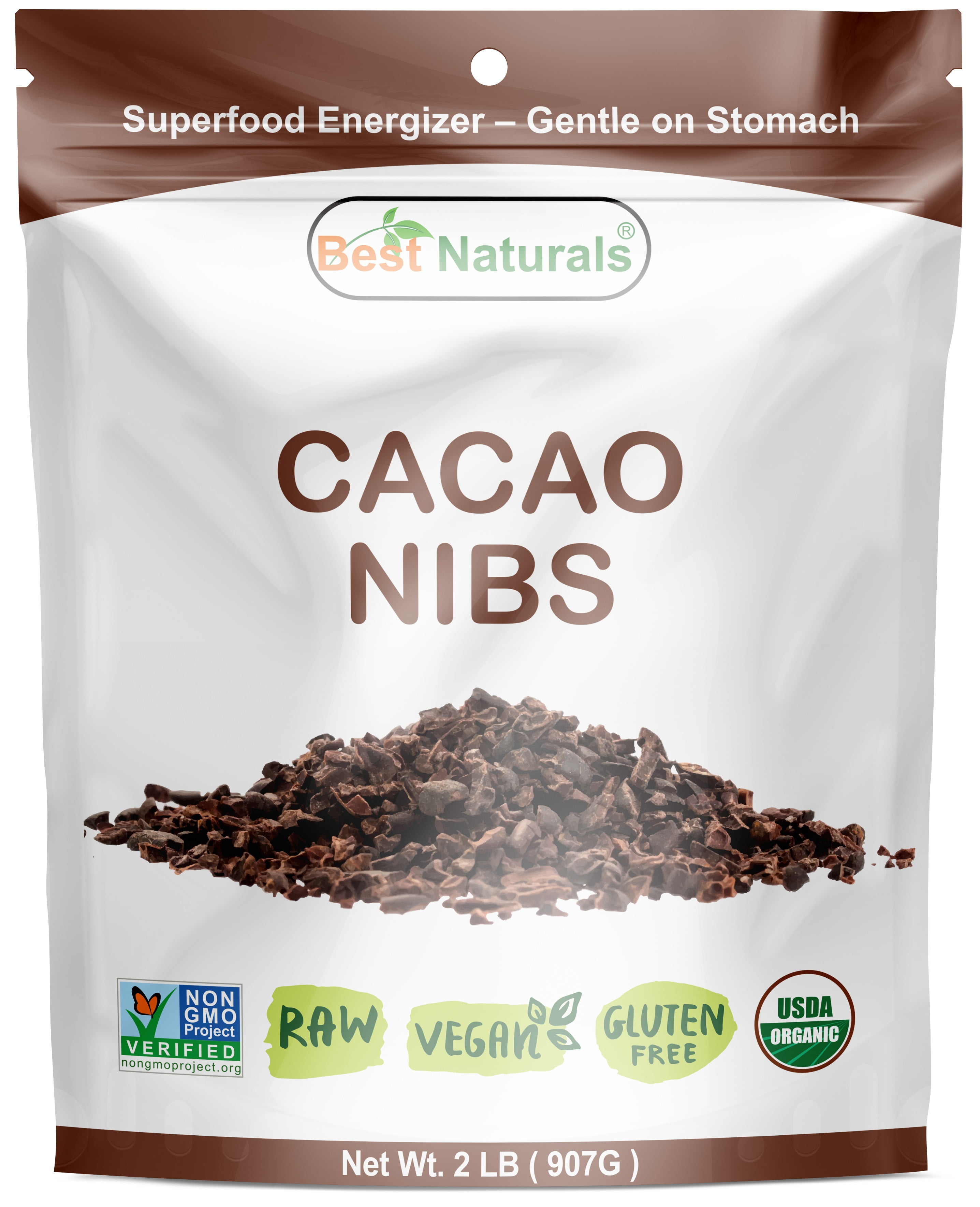 Best Naturals USDA Certified Organic Cacao Nibs 2 Pound NonGMO