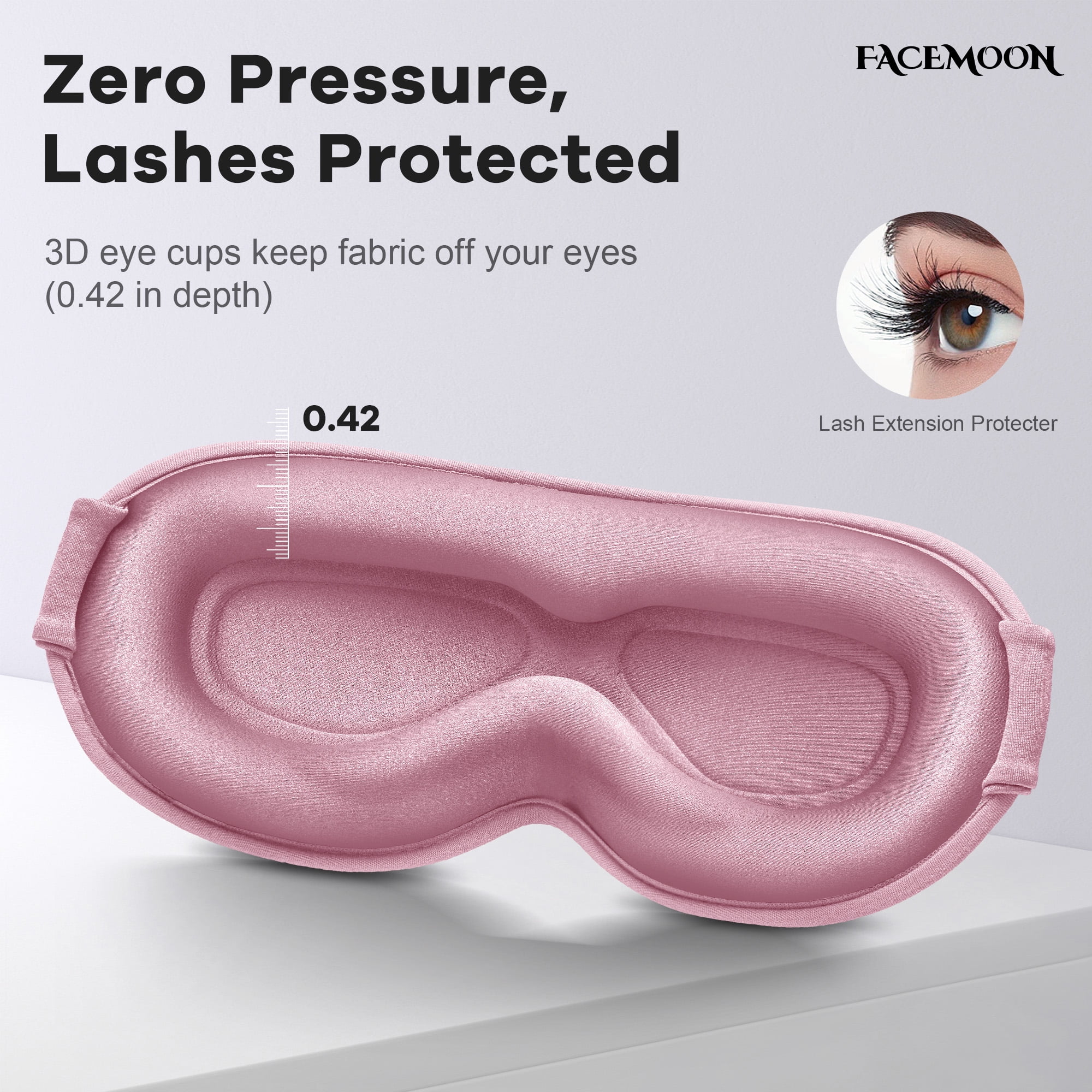 FACEMOON Memory Foam Weighted Soft Blackout Zero Pressure Sleep Eye Mask for Sleep Support with Storage Bag, 2 Pack