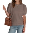 thumbnail image 5 of Ronuti Women's Puff Short Sleeve Sweater Tops 2026 Summer Fall Trendy Knit Crew Neck Casual T Shirts Blouses, 5 of 9
