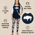thumbnail image 5 of Lazyone Women's Soft Casual Pajama Leggings and Tall Tee Sets With Cute Fun Prints, Buffalo Fair Isle, 5 of 7