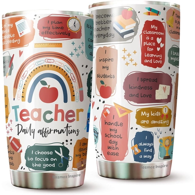 Cadeaux pour Enseignants - Cadeaux pour Enseignants - Cadeaux d'Appréciation pour Enseignants - Affirmations Quotidiennes pour Enseignants Gobelet 20oz(1 Pce)