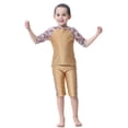 thumbnail image 4 of Kkkded Girls 3 Pcs Swimsuits Set Swimwear Set for Kids Teen 1-14Years Printing Soft Comfy Swim Suits Little Girls Bathing Suit with Hat Mid-length Sleeve Bikini, 4 of 7