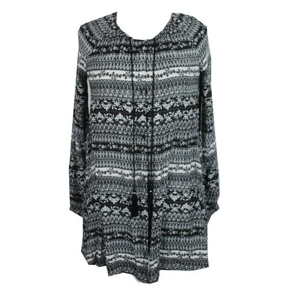 One Hart Juniors Black White Printed Button Front Shirtdress XS