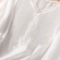 thumbnail image 4 of DDAPJ pyju Summer Tops for Women Dressy Casual Linen Embroidery Blouse Loose Fit V Neck Tunic Shirts Elegant Half Sleeve Blouses White XL, 4 of 6