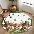 thumbnail image 2 of Round Rug 6Ft Washable Non-Slip, St. Patrick's Day Circle Area Rugs for Living Room Bedroom, Cute Highland Cow Shamrock Gold Coin Green Indoor Floor Mats Carpet Runner for Home Decor Aesthetic, 2 of 8