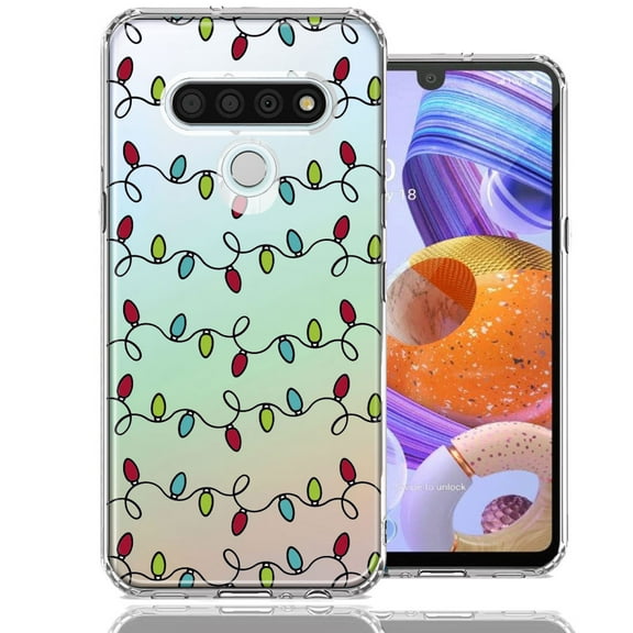 MUNDAZE For LG Stylo 6 Vintage Christmas Lights Design Double Layer Phone Case Cover
