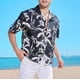 thumbnail image 2 of Camisas Para Hombre Manga Larga De AlgodóN Camisetas para hombres Primavera Cuello de los hombres Turndown Manga corta Casual Blusa suelta Camisas impresas (Black, 5XL), 2 of 4