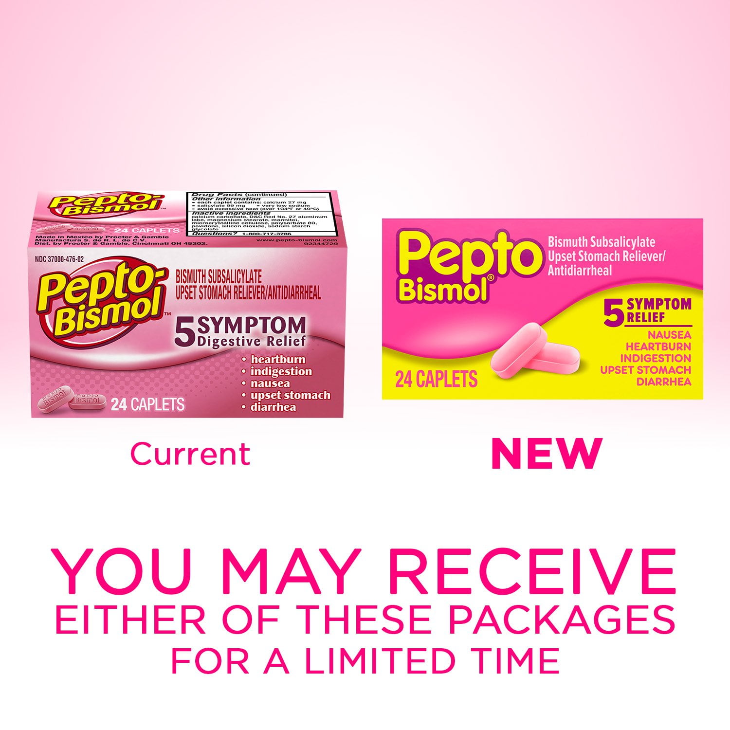 Buy PeptoBismol Upset Stomach Reliever/Antidiarrheal Caplets, 24 ct