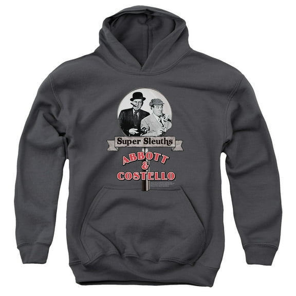 Abbott & Costello Super Sleuths Youth Pullover Hoodie Sweatshirt Charcoal