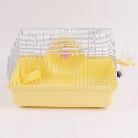Small Pet Hamster Cage with Running Wheel Water Bottle Food Basin Portable Carrier House Mice Home Habitat for Going Out, Traveling (Orange)