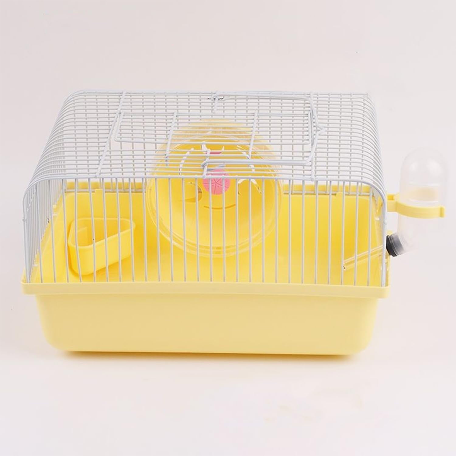 Small Pet Hamster Cage with Running Wheel Water Bottle Food Basin Portable Carrier House Mice Home Habitat for Going Out, Traveling (Orange)