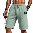 thumbnail image 2 of LWavelet Men's Waffle Knit Casual Shorts Drawstring Elastic Waist Label Patch Lounge Shorts Mint Green 3XL, 2 of 3