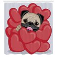 thumbnail image 3 of Ambesonne Pug Shower Curtain, Valentines Inspired Dog, 69"Wx70"L, Red Black Pale Brown, 3 of 3