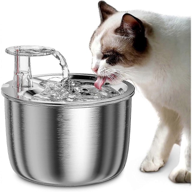Cat Water Fountain, 67oz/2l Stainless Steel Pet Water Fountain, Ultra Quiet Pump Cat Water Dispenser For Cats, Dogs, Multiple Pets